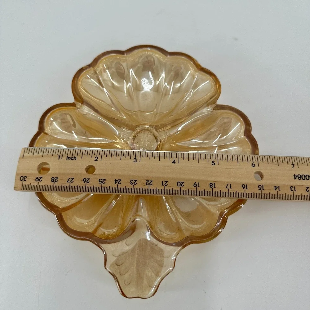 Vintage Jeannette Carnival Glass Hibiscus Island Candy Nut‎ Dish 6